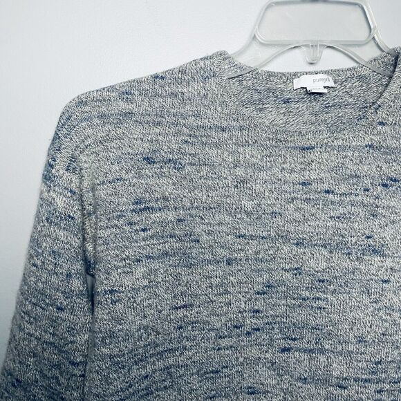 Pure Jill Sweater Women Small Pet Gray Blue Wool Cashmere Blend Asymmetrical Hem - Picture 7 of 13